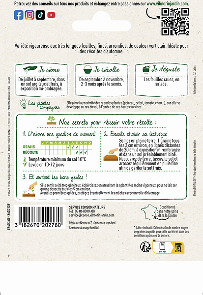 VILMORIN - Mâche à grosse graine - Sachet eco - 12 g - large