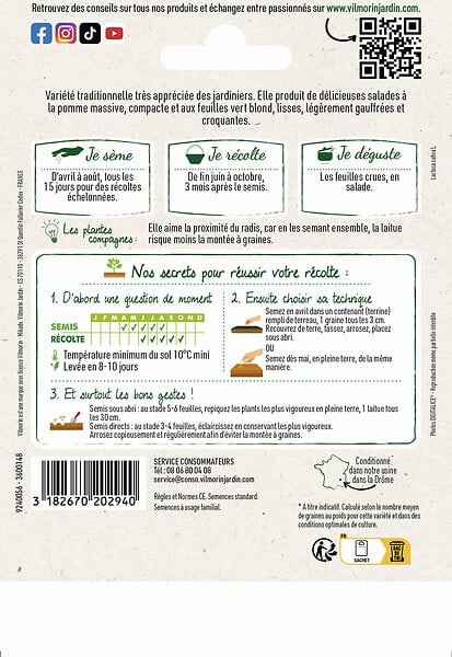 VILMORIN - Laitue beurre - Appia Grand Jardin - Sachet de graines - large