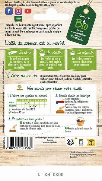 VILMORIN - Aneth à feuilles denses bio - large
