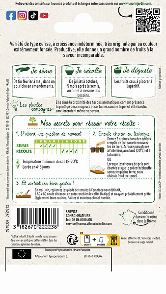 VILMORIN - Graines Tomate Cerise Black Cherry - Noire - Très productive - large