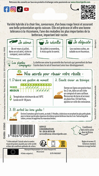 VILMORIN - Graines de betterave potagère Grenade HF1 hybride F1 - large