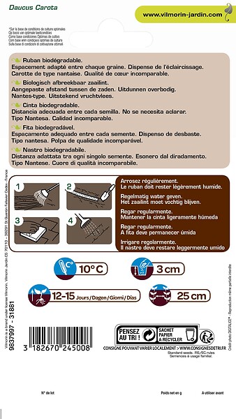 VILMORIN - Ruban carotte nanco f1 5m - large