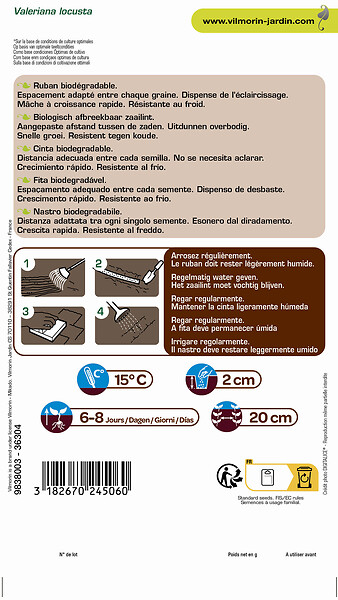 VILMORIN - Ruban de graines biodégradable -mâche Agathe - 5m - large