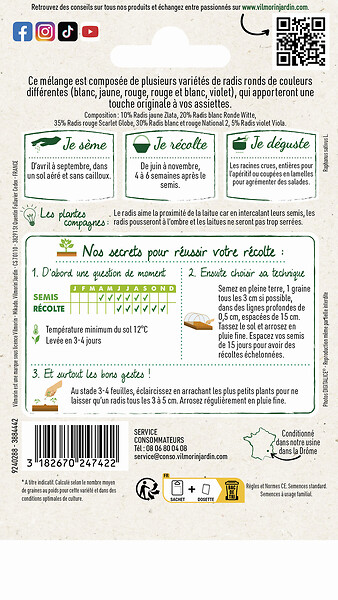 VILMORIN - Sachet de graines Radis ronds mélange de couleurs - large