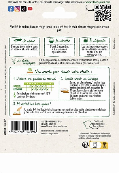VILMORIN - Semence de radis - Radis rond écarlate - Sachet 30g - large
