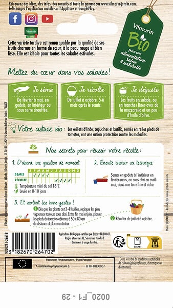 VILMORIN - Tomate coeur de boeuf bio - large