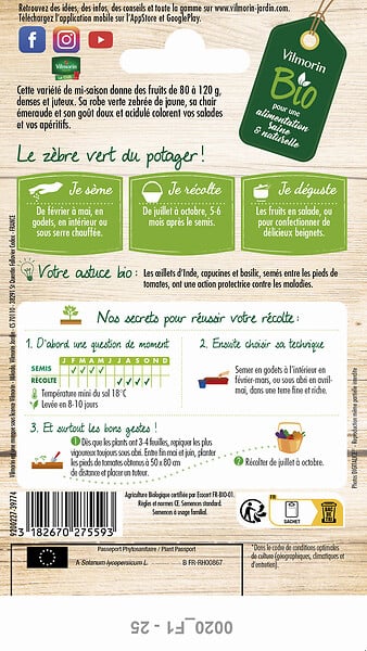 VILMORIN - Tomate green zébra bio - large