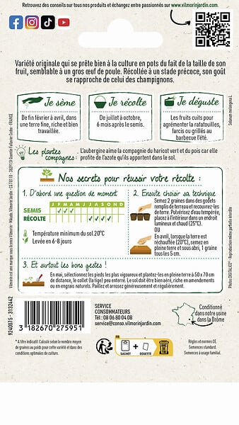 VILMORIN - Aubergine blanche ronde a oeuf cuisine du monde Vilmorin - large