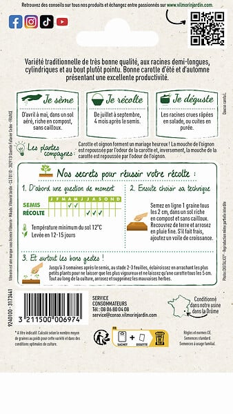 VILMORIN - Carotte Nantaise ameliorée 3 - large