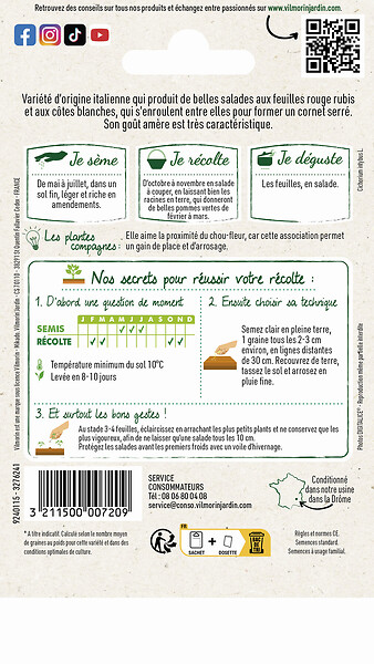 VILMORIN - Chicorée rouge de Vérone - Salade à couper - Graines - large