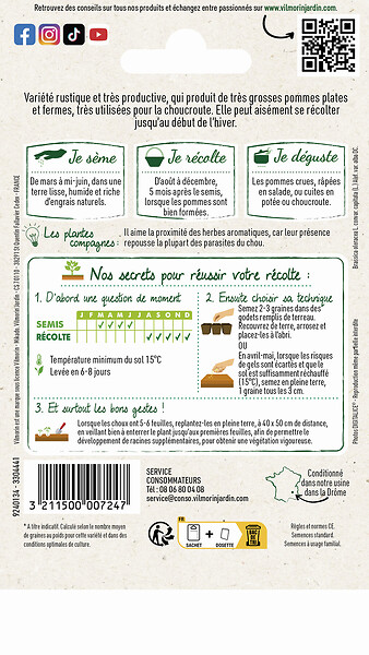 VILMORIN - Graines de chou cabus Quintal d'Alsace - large