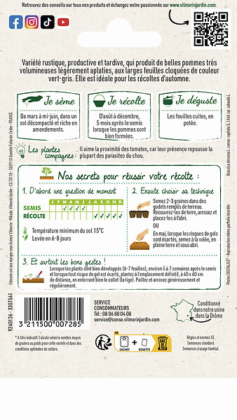 VILMORIN - Chou de Milan Gros des Vertus 4 - Graines - Variété tardive - large