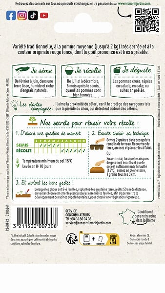 VILMORIN - Chou pommé rouge - Tête Noire 3 - Graines - large