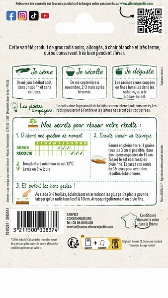 VILMORIN - Radis noir gros long d'hiver - large