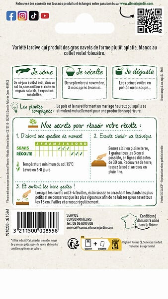 VILMORIN - Graines de Navet Rave d'Auvergne tardif - Sachet de 4g - large