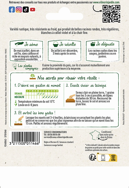 VILMORIN - Navet de Nancy à large feuille Grand Jardin - large