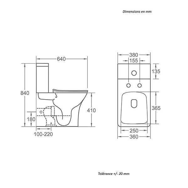 STANO - Toilette WC à poser BRAGADO en céramique noir mat - large