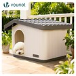VOUNOT - Maison pour chat chien plastique interieur exterieur 75x63x51cm Beige - vignette