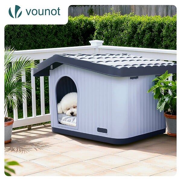 VOUNOT - Maison pour chat chien plastique interieur exterieur 75x63x51cm Blanc - large