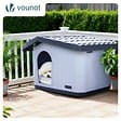 VOUNOT - Maison pour chat chien plastique interieur exterieur 75x63x51cm Blanc - vignette