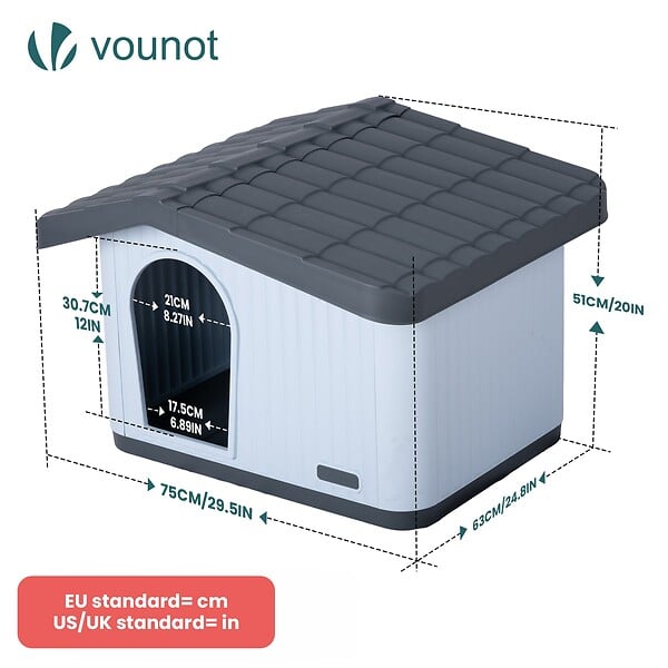 VOUNOT - Maison pour chat chien plastique interieur exterieur 75x63x51cm Blanc - large