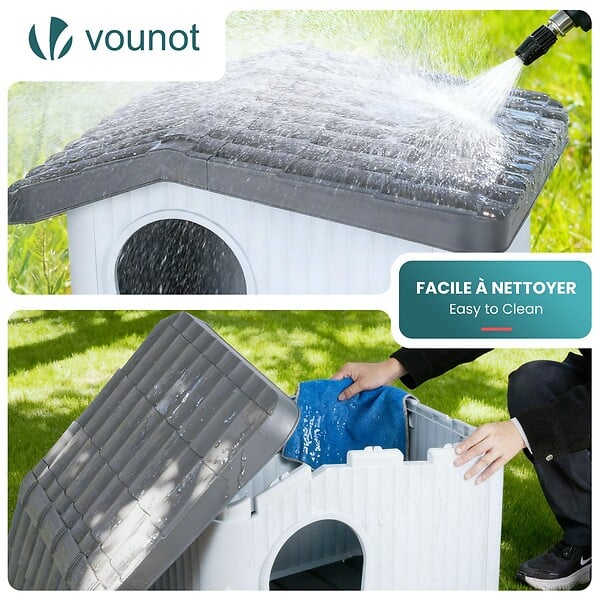 VOUNOT - Maison pour chat chien plastique interieur exterieur 75x63x51cm Blanc - large