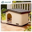 VOUNOT - Maison pour chat chien plastique interieur exterieur 60x51x41cm Beige - vignette