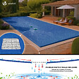 VOUNOT - Bache piscine rectangulaire double couche en Polyethylene 160 gr/m2 avec filet ecoulement 4x7m Bleue - vignette