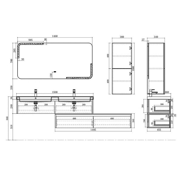 DISTRIBAIN - Meuble de salle de bain BELLISSIMO Noir - large
