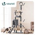 VOUNOT - Arbre a chat 155cm multi niveaux Griffoir et niche Gris - vignette