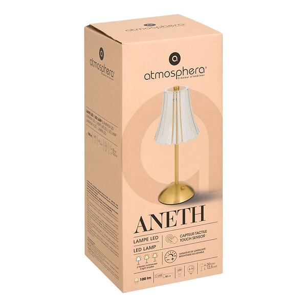ATMOSPHERA - Lampe LED batterie Aneth doré H30cm - large