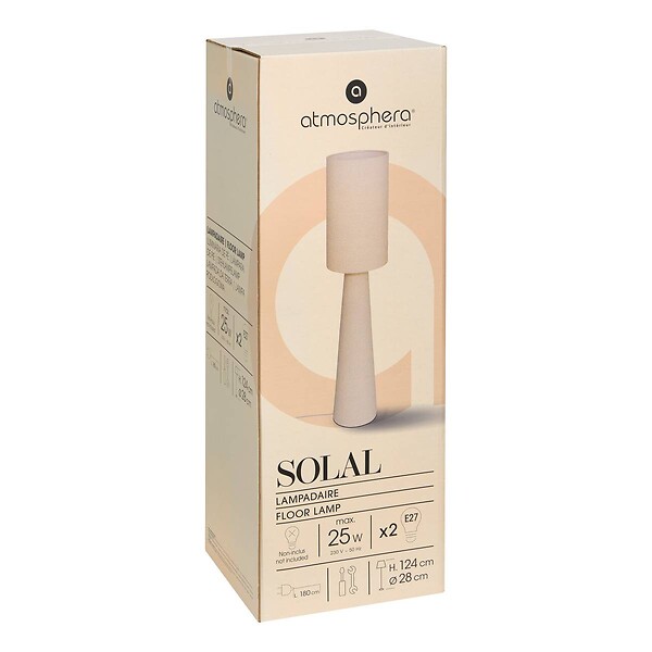 ATMOSPHERA - Lampadaire droit secteur Solal blanc H124cm - large