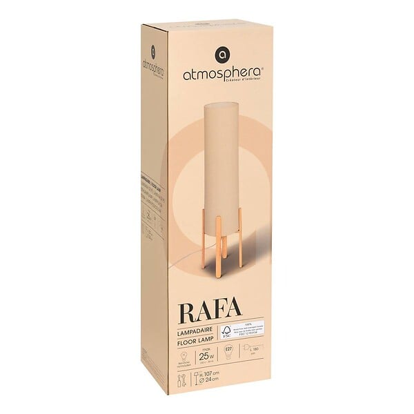 ATMOSPHERA - Lampadaire droit secteur Rafa beige H107cm - large