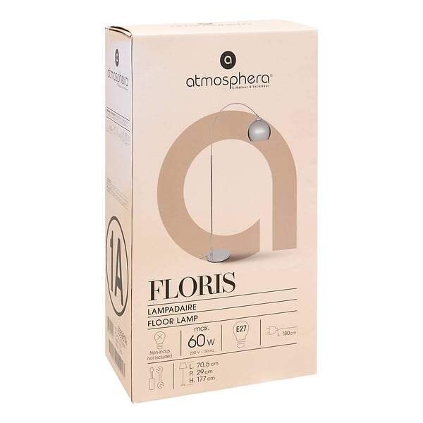 ATMOSPHERA - Lampadaire arc secteur Floris argent H177cm - large