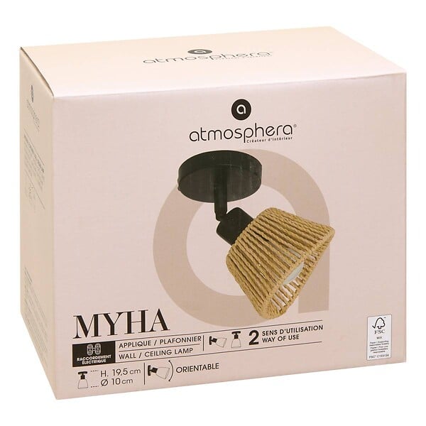ATMOSPHERA - Applique murale/plafonnier Myha beige 10x10cm - large