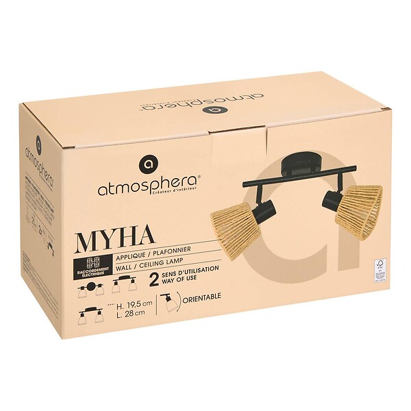 ATMOSPHERA - Applique murale/plafonnier Myha beige 28x15cm - large