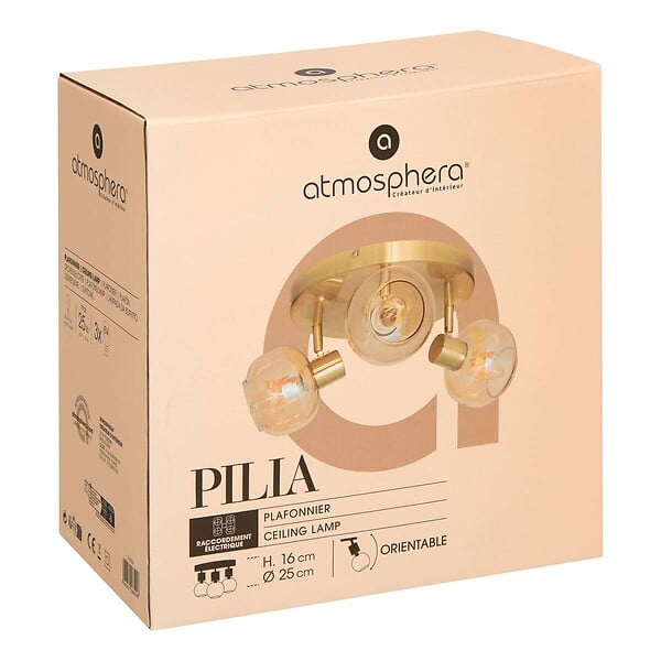 ATMOSPHERA - Plafonnier Pilia ambre 25x16cm - large