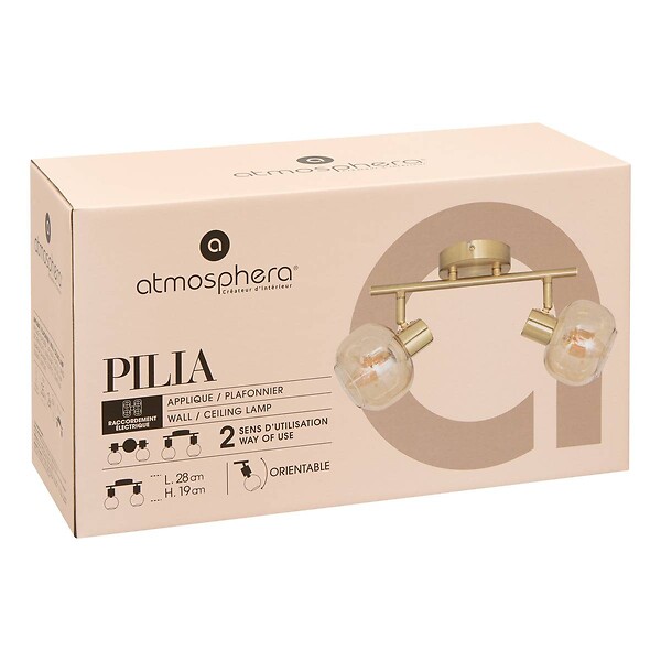 ATMOSPHERA - Applique murale/plafonnier Pilia ambre 28x11cm - large