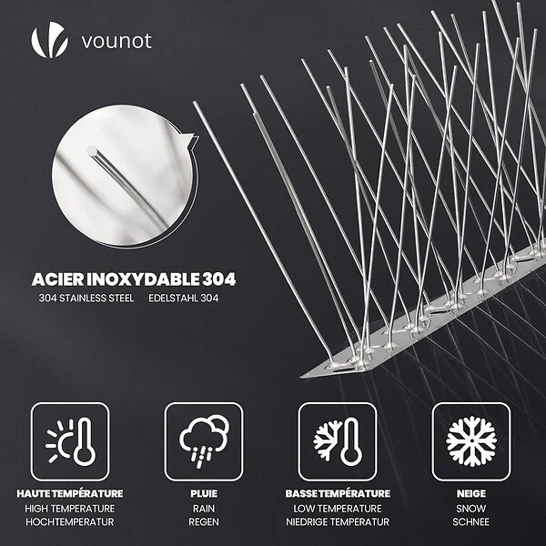 VOUNOT - Pic Anti-Pigeon en Acier Inoxydable 4.5M Pack de 18 modules - large