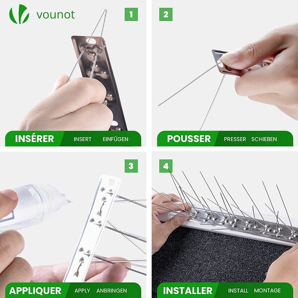 VOUNOT - Pic Anti-Pigeon en Acier Inoxydable 4.5M Pack de 18 modules - large