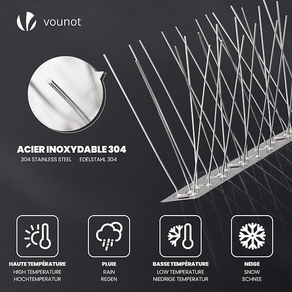 VOUNOT - Pic Anti-Pigeon en Acier Inoxydable 6.5M Pack de 26 modules - large