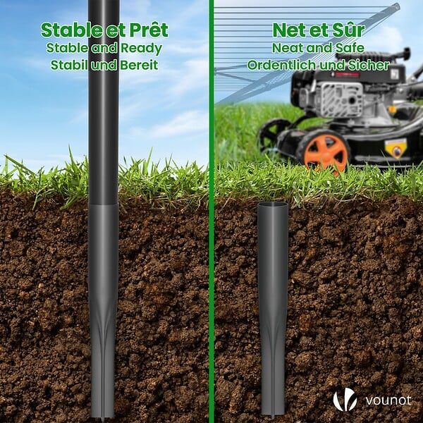 VOUNOT - Etendoir a Linge Exterieur Rotatif avec housse de protection et Surface etendage 50m Noir - large