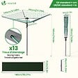 VOUNOT - Etendoir a Linge Exterieur Rotatif avec housse de protection et Surface etendage 50m Argent Vert - vignette