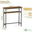 VOUNOT - Console table 2 niveaux style industriel en metal et MDF 80x24x80 cm Marron - vignette