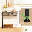 VOUNOT - Console table 2 niveaux style industriel en metal et MDF 80x24x80 cm Marron - vignette