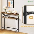 VOUNOT - Console table 2 niveaux style industriel en metal et MDF 80x24x80 cm Marron - vignette