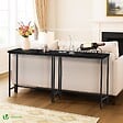 VOUNOT - Console table style industriel en metal et MDF 75x24x75 cm Noir - vignette