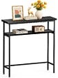 VOUNOT - Console table 2 niveaux style industriel en metal et MDF 80x24x80 cm Noir - vignette