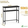VOUNOT - Console table 2 niveaux style industriel en metal et MDF 80x24x80 cm Noir - vignette