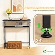 VOUNOT - Console table 2 niveaux style industriel en metal et MDF 80x24x80 cm Noir - vignette
